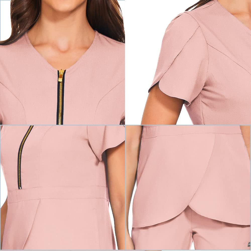 "Butterfly" Scrub Set with Classic Top & New Design Drawstring Scrub Pants