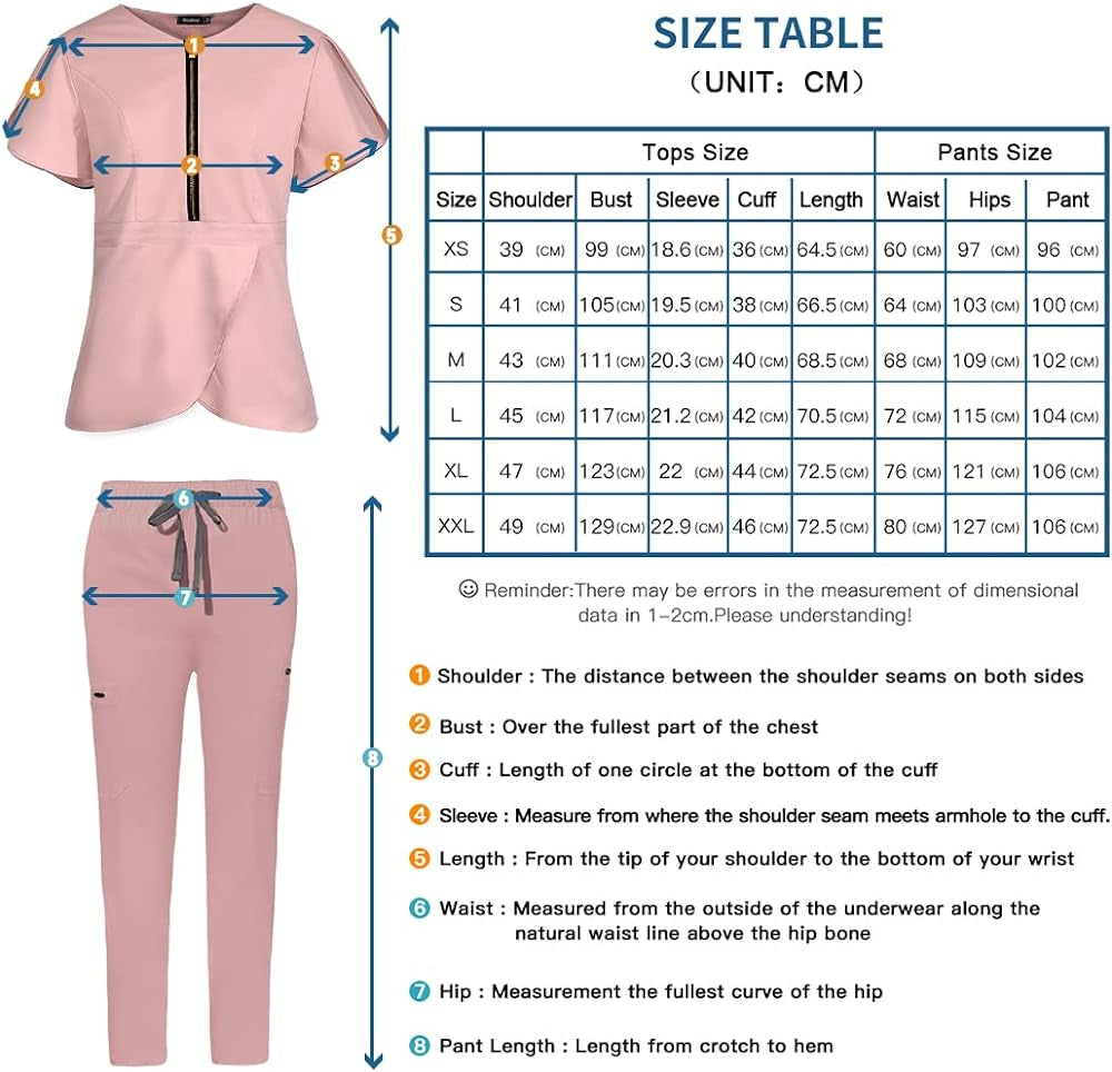 "Butterfly" Scrub Set with Classic Top & New Design Drawstring Scrub Pants