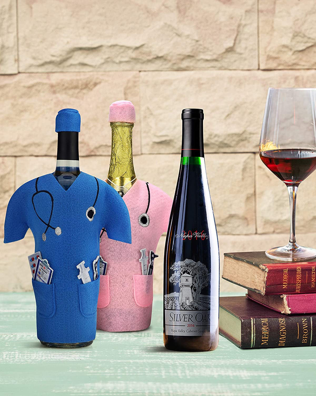 Pink Scrub Wine Bags. Perfect When Gifting Wine!