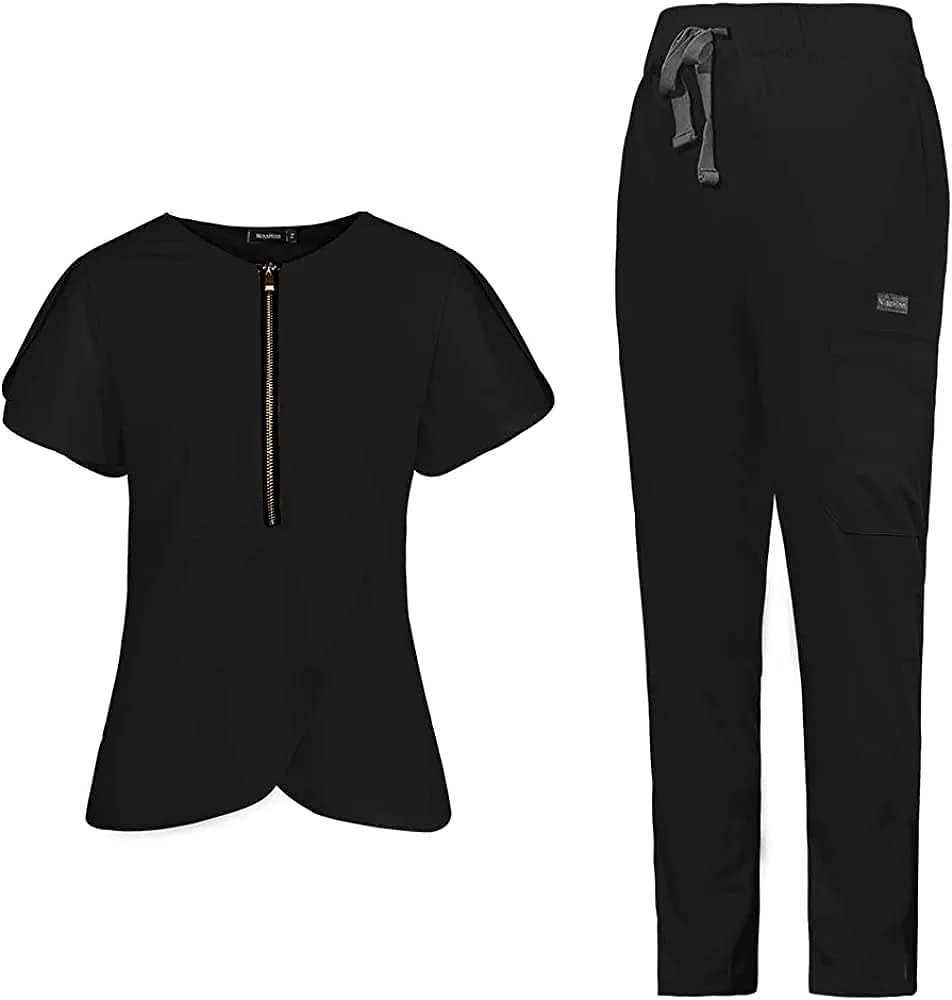 "Butterfly" Scrub Set with Classic Top & New Design Drawstring Scrub Pants 