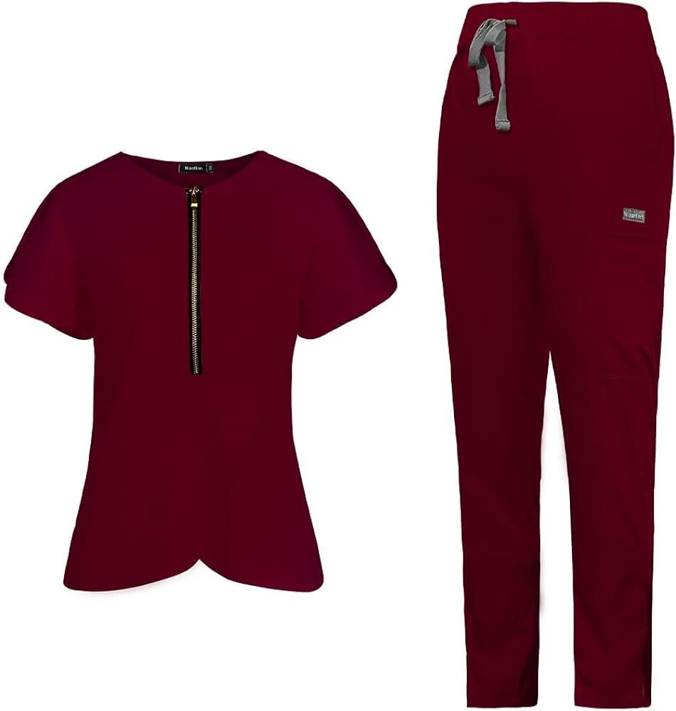"Butterfly" Scrub Set with Classic Top & New Design Drawstring Scrub Pants 