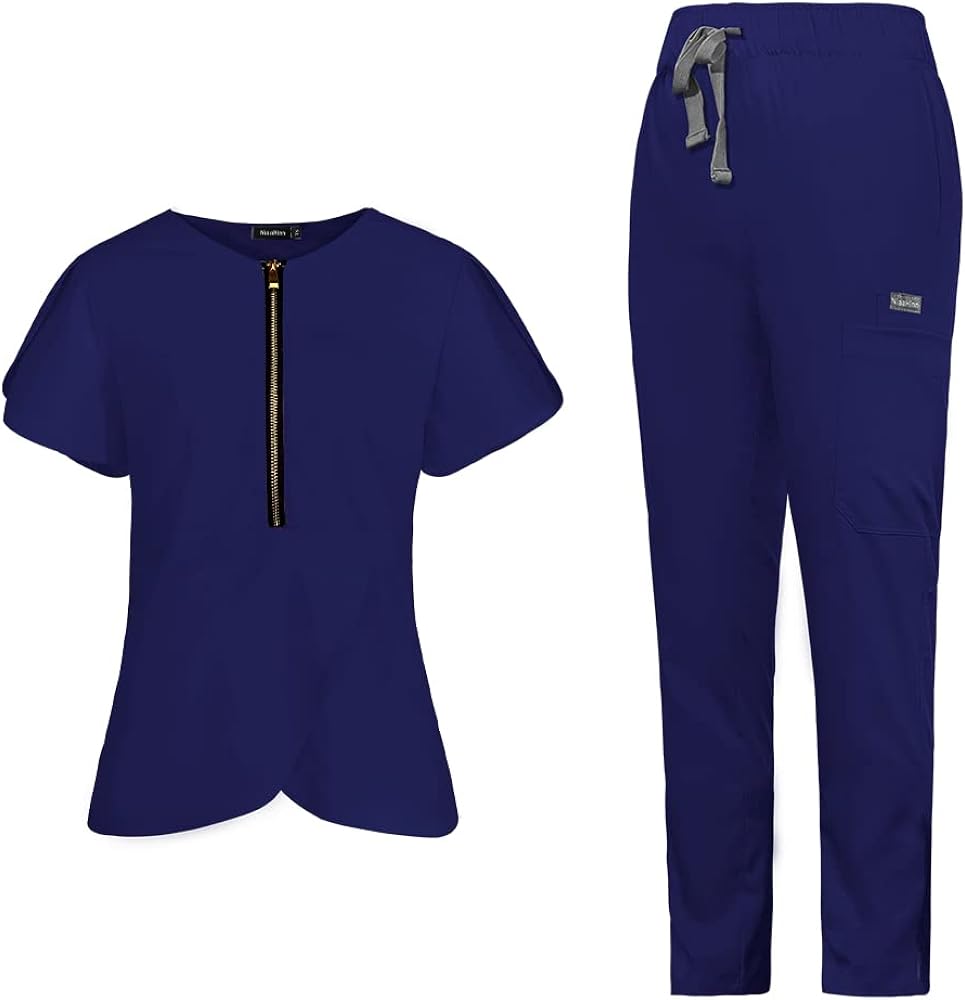"Butterfly" Scrub Set with Classic Top & New Design Drawstring Scrub Pants 