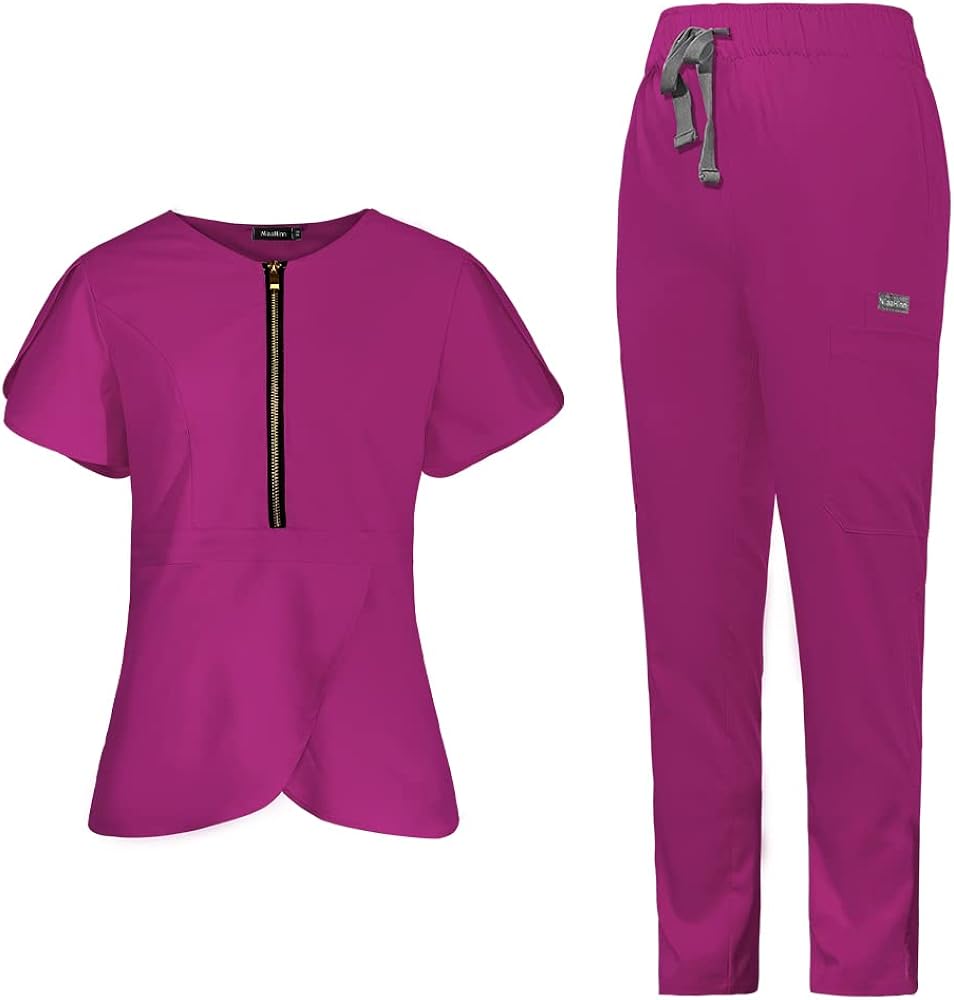"Butterfly" Scrub Set with Classic Top & New Design Drawstring Scrub Pants 