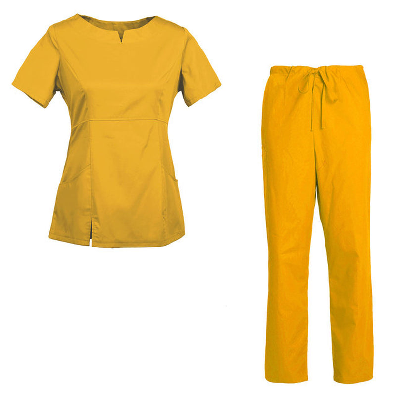 Women'S Scrub Set Nursing Uniform Set Rounded Neckline Top and Drawstring Cargo Pants