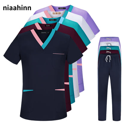 Nursing Scrubs V-neck with color