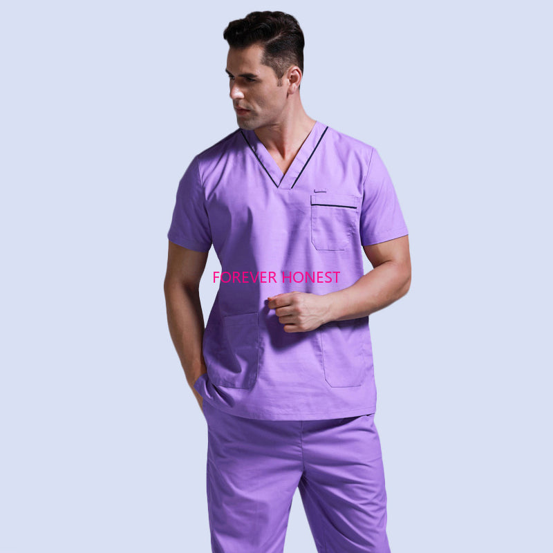  Men Short Sleeve Nursing Scrub Top/Bottom