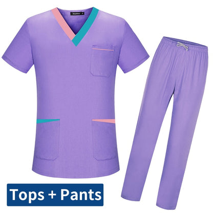 Nursing Scrubs V-neck with color