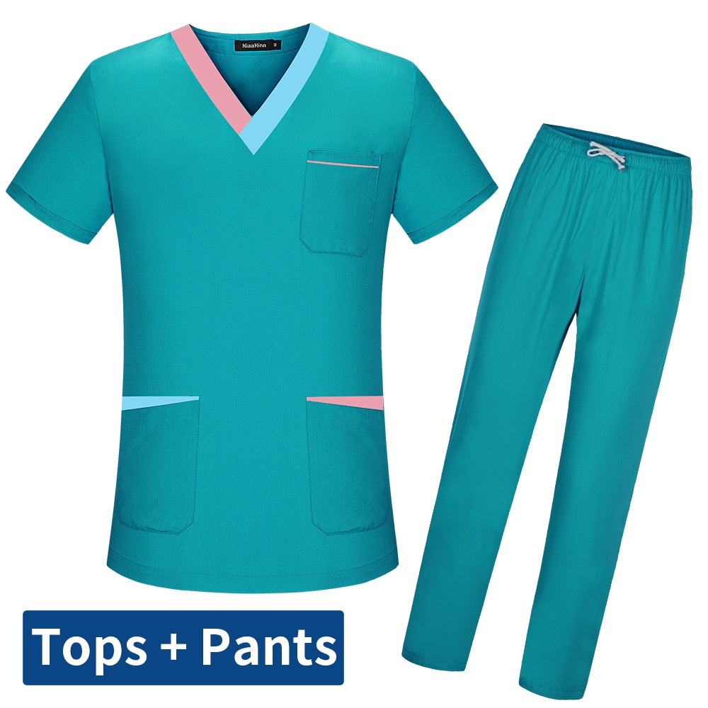 Nursing Scrubs V-neck with color