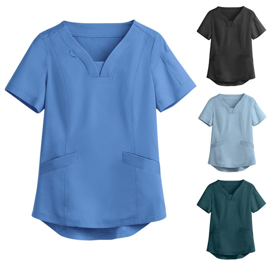 Women's Uniform V-Neck Short Sleeve Scrub Tops 