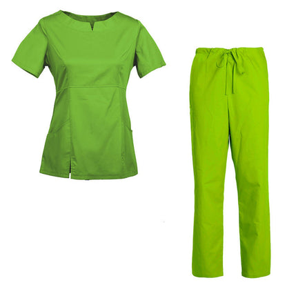 Women'S Scrub Set Nursing Uniform Set Rounded Neckline Top and Drawstring Cargo Pants