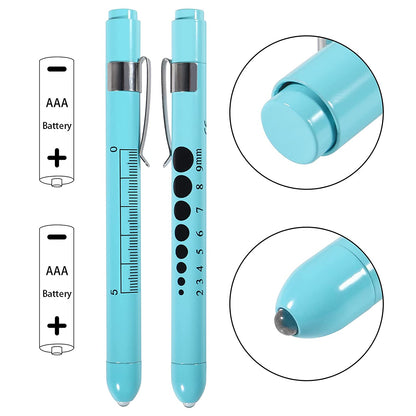 Portable LED Flashlight Medical First Aid Nurse Pen Light Torch Lamp with Pupil Gauge Measurement Pens