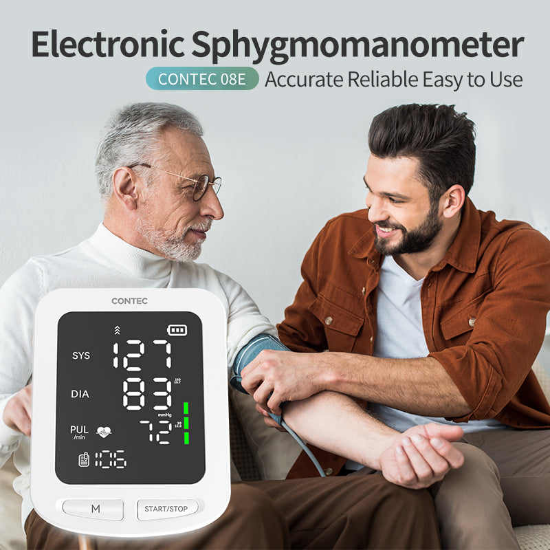 Portable Automatic Digital Blood Pressure Monitor BP Monitor Monitoring Leval Sphygmomanometer Big LED Display 08C/08E