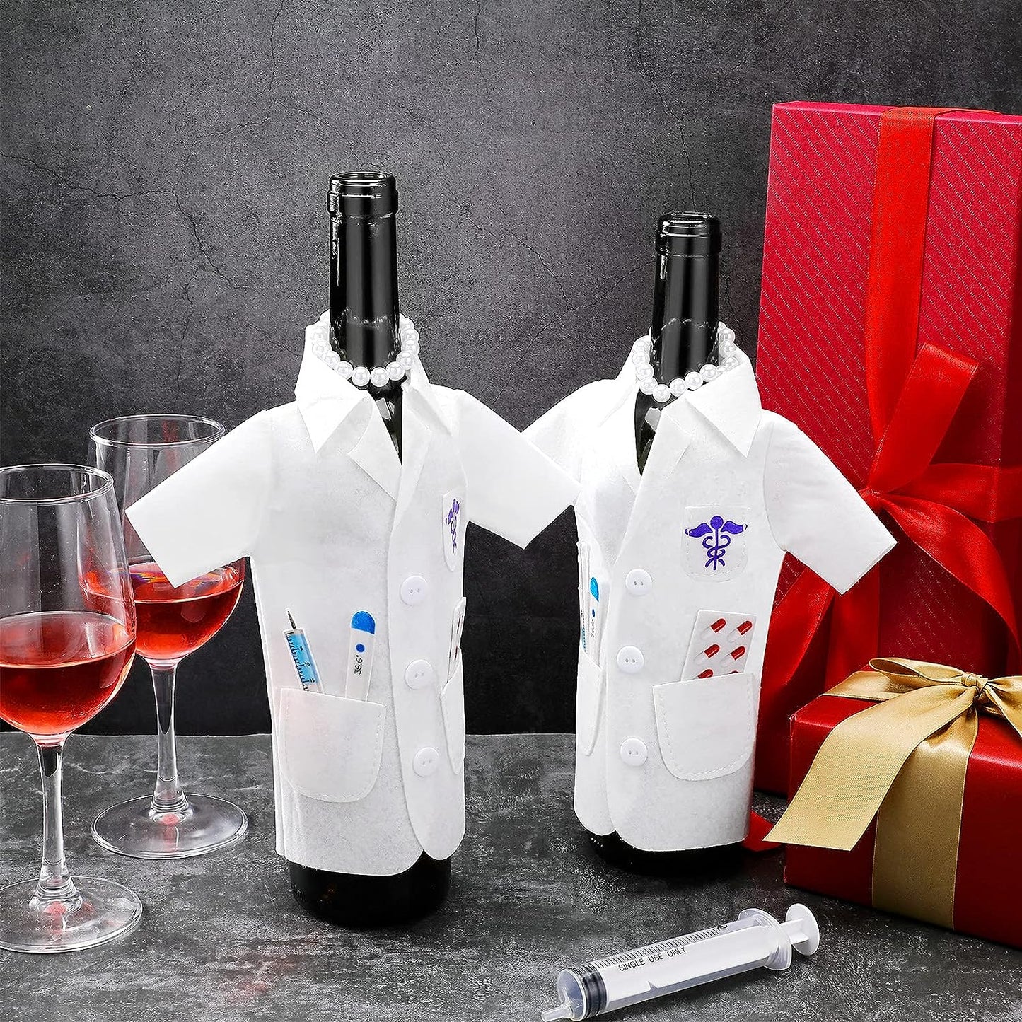 3 Pieces White Coat Wine Bottle Shirt Cover For Wine!