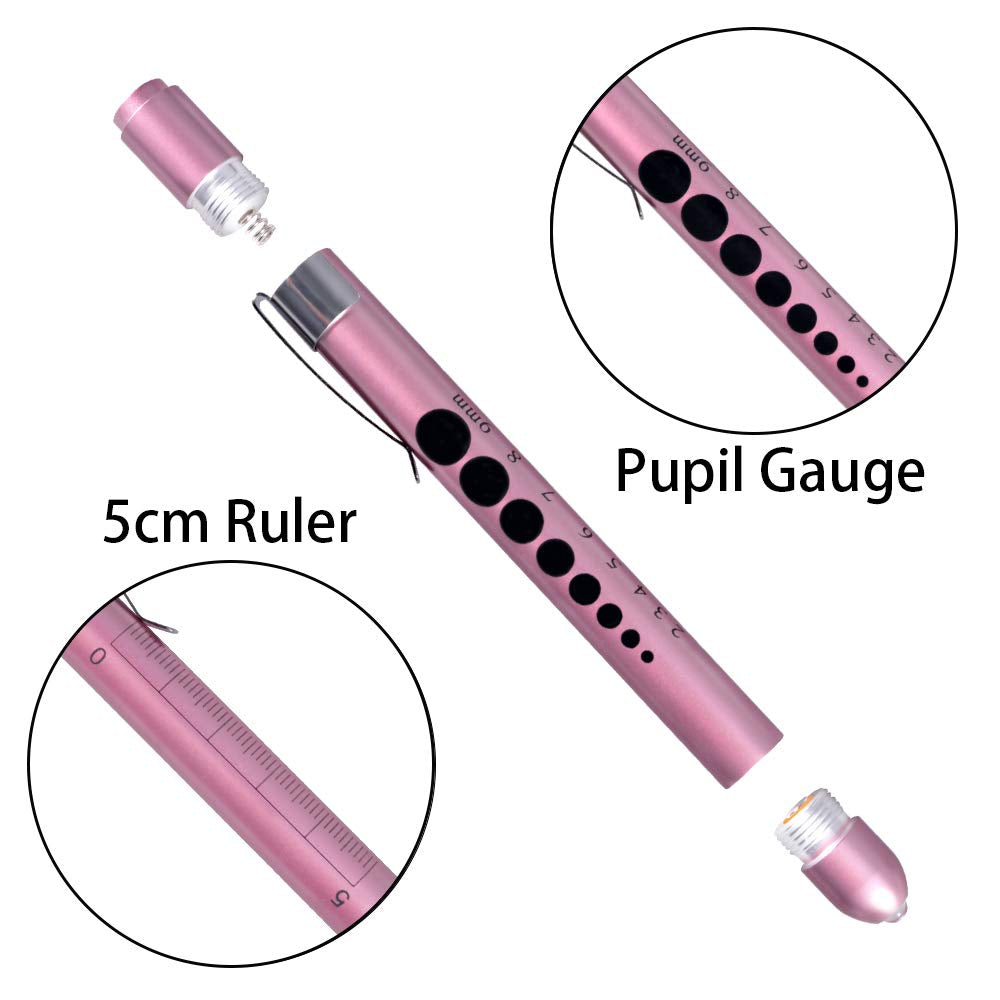 Portable LED Flashlight Medical First Aid Nurse Pen Light Torch Lamp with Pupil Gauge Measurement Pens